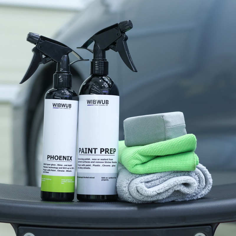 เซทเคลือบสีรถสำหรับฤดูฝน Phoenix สูตรลดคราบน้ำบนพื้นผิว (WIBWUB Phoenix Coating set)