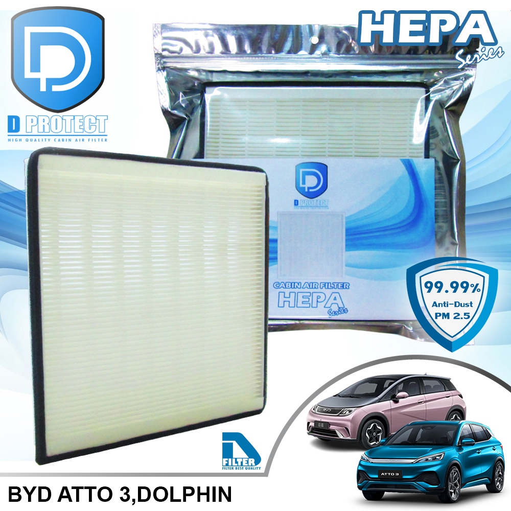 กรองแอร์ BYD Atto 3,ฺBYD Dolphin HEPA (Hepa Series) By D Filter (ไส้กรองแอร์รถยนต์) RB012H-ATTO3