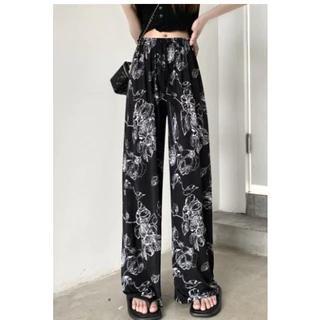 พร้อมส่งในไทย** กางเกงขายาว ผ้านิ่มเด้ง เอวยืด พรางหุ่น ใส่สบาย Pants สไตล์แฟชั่น ลายกราฟฟิก เสื้อผ้าแฟชี่นผู้หญิง K11