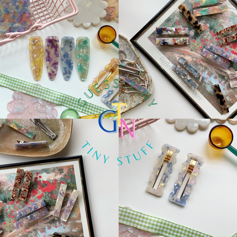 อัพเดท 16 สีใหม่ 💫 กิ๊บติดผม 🧸 🌷 Marble stick hair clip 💌 🍒🥖