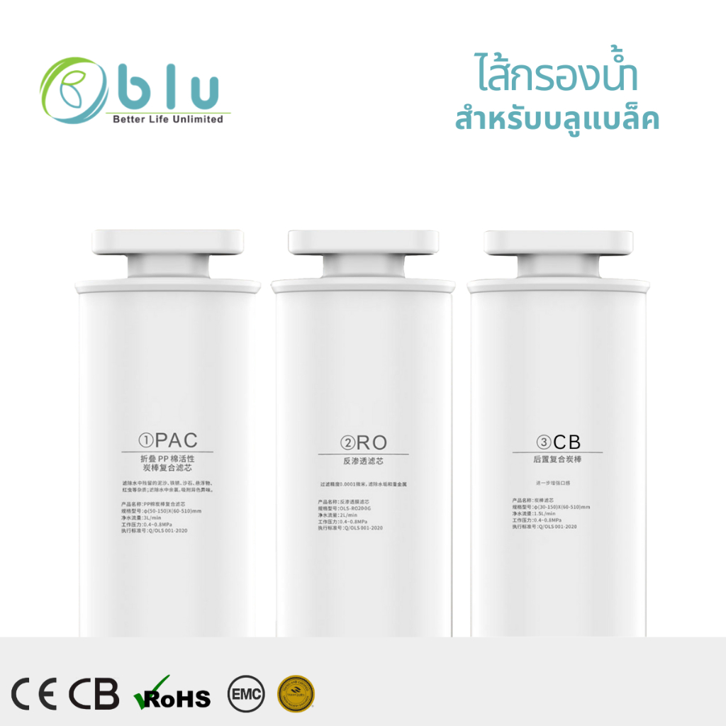ไส้กรองน้ำสำหรับเครื่องกรองน้ำไฮโดรเจน บลูแบล็ค