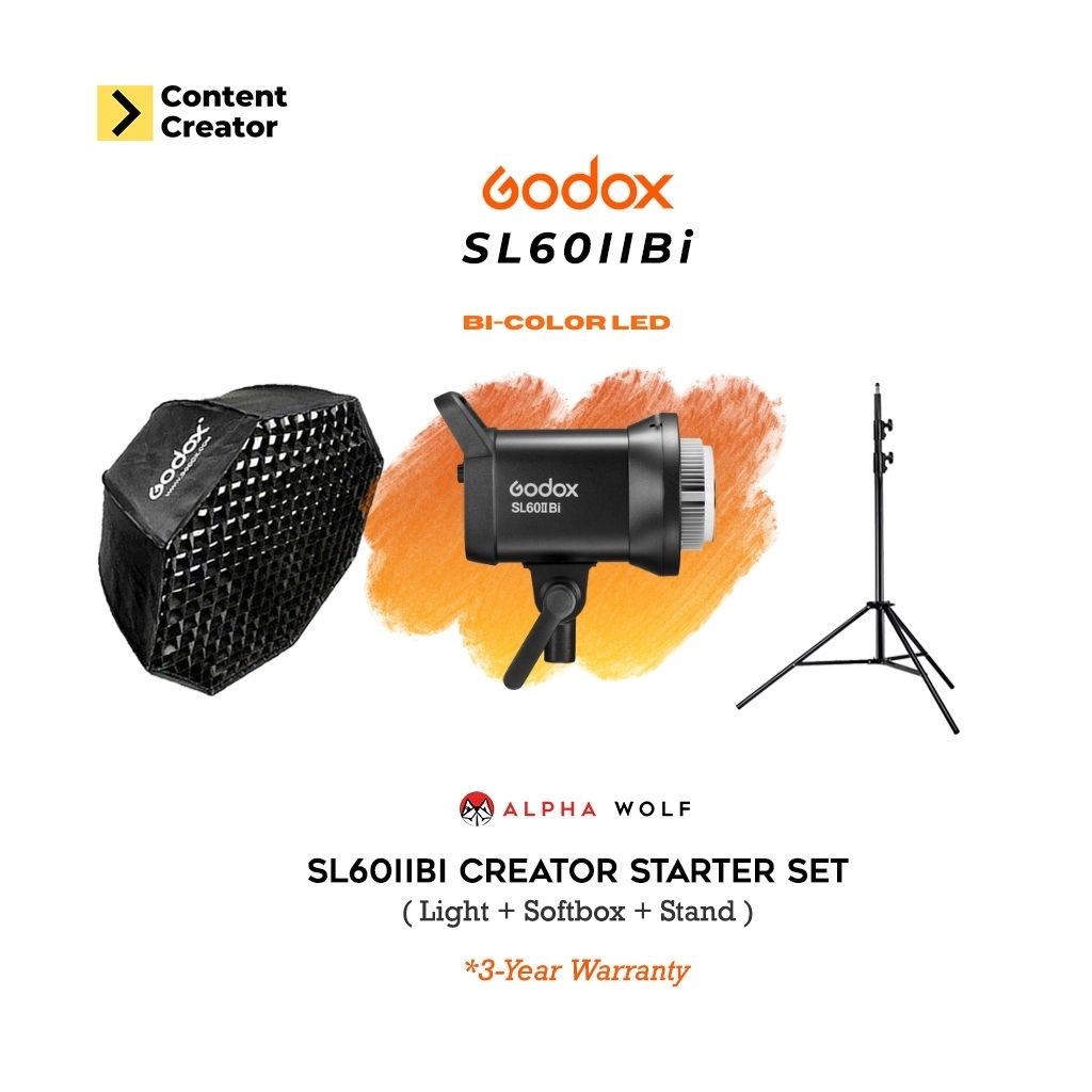 ชุดไฟสตูดิโอ Godox SL60IIBi Bi-Color Studio Light Set แบบครบเซ็ต 60W Bi-Color LED + Softbox + Stand 