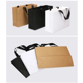 ถุงกระดาษมีหูหิ้ว สีน้ำตาล สีขาว สีดำใส่ของขวัญ ใส่ขนม ถุงคราฟท์ รับไหว้ ของชำร่วย แต่งงาน งานมงคล งานศพ หนา ราคาพิเศษ