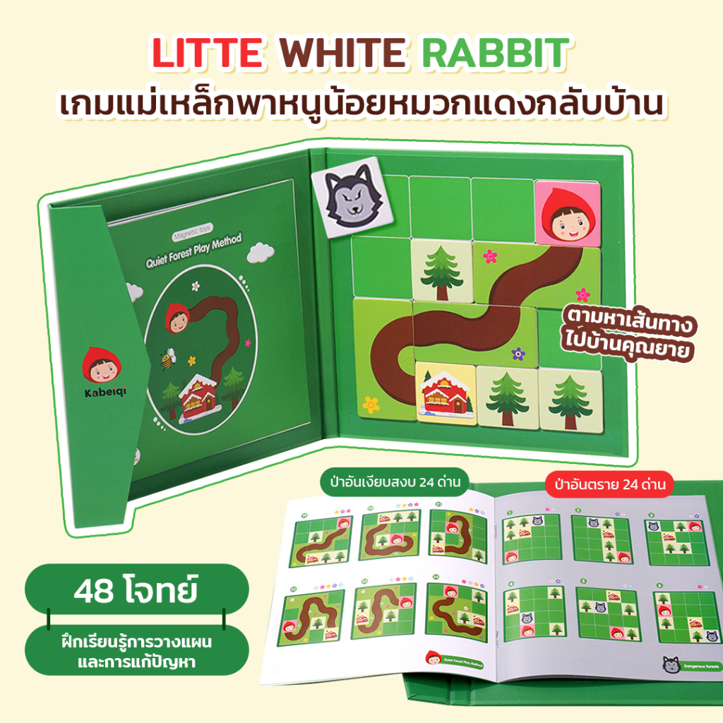 Litte White Rabbit เกมแม่เหล็กพาหนูน้อยหมวกแดงกลับบ้าน เกมกระดานมอนเตสซอรี่ กระดานแม่เหล็ก