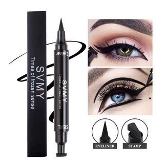 S-20🌟2 in 1 อายไลเนอร์ กันน้ํา หัวใหญ่ ปากกาอายไลเนอร์ แสตมป์สองหัว กันน้ำ ติดทนนาน แห้งเร็ว