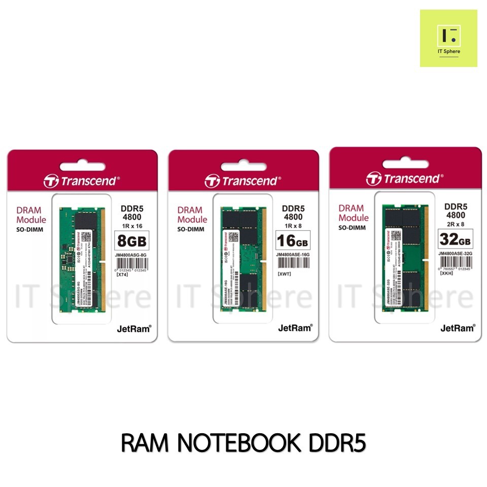 [8-32GB] RAM NOTEBOOK DDR5 8GB 16GB 32GB BUS4800 5600 Transcend (แรม โน๊ตบุ๊ค แรมโน๊ตบุ๊ค) 4800 sodim sodimm jm4800