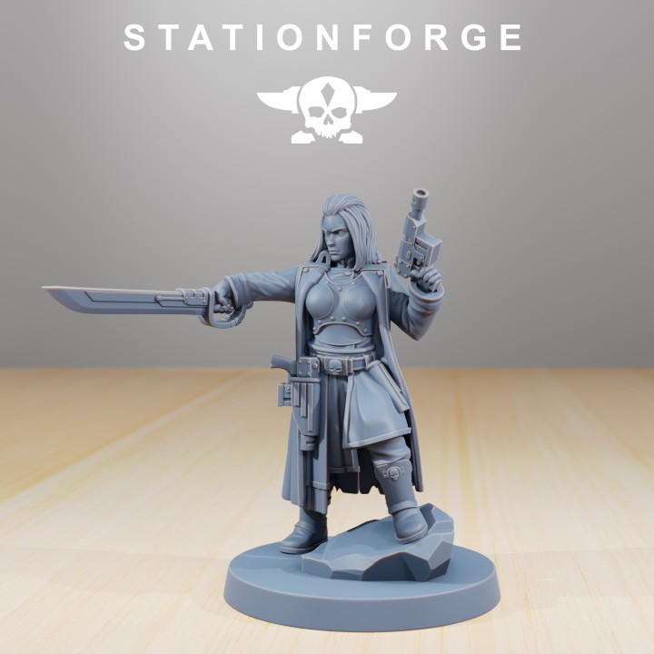 Grimdark scifi miniatures (National Guard - The Duchess) - 3d print miniature boardgame model war game - StationForge