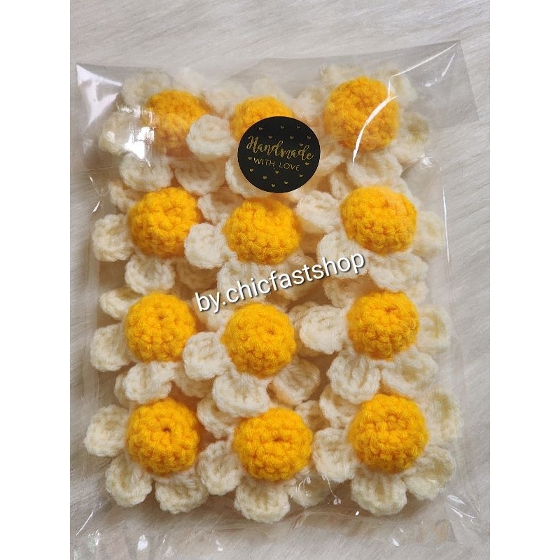 แพ็คละ 12ดอก #คละสีได้ #ดอกไม้ถัก ตกแต่งชิ้นงาน ขนาด 4cm. สวย น่ารักมากกก