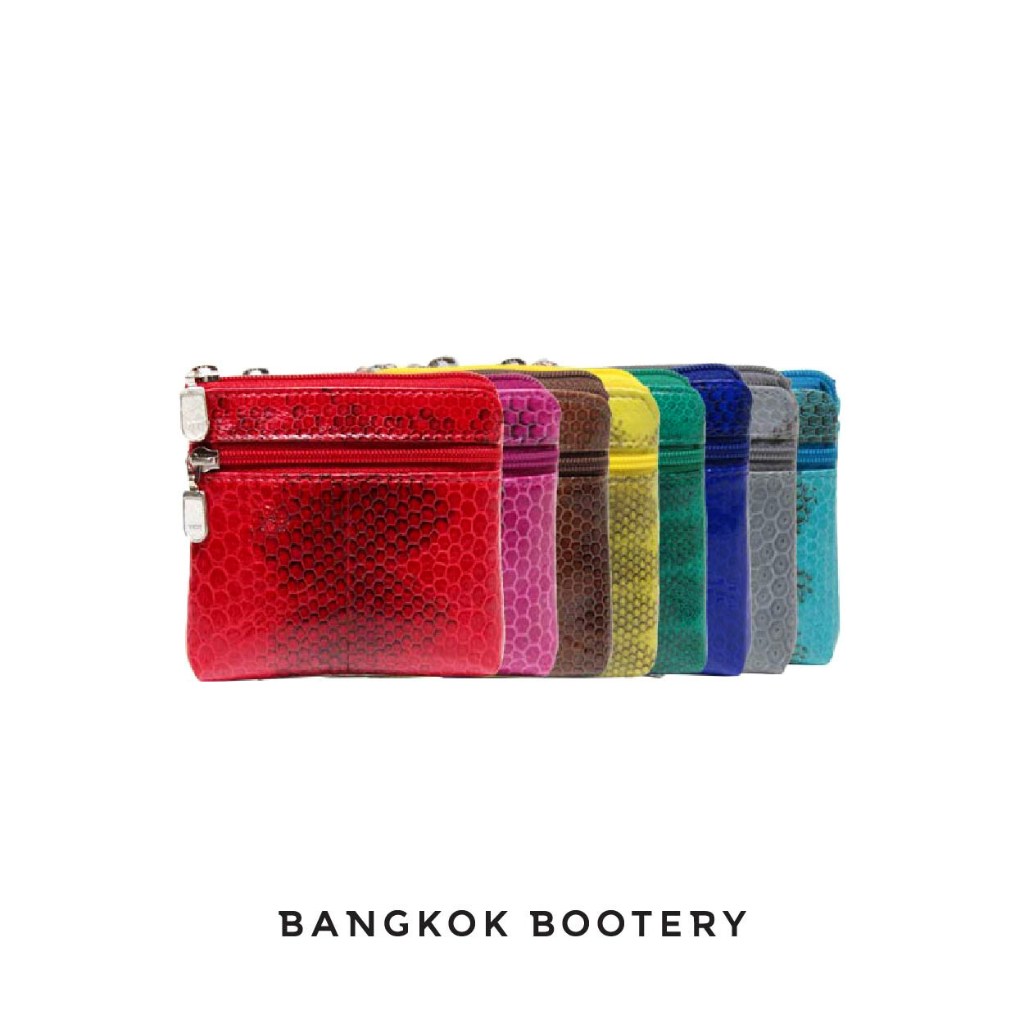 BANGKOK BOOTERY กระเป๋าใส่เหรียญ รุ่น 2 zipper for coin หนังงูทะเล (sea snake)
