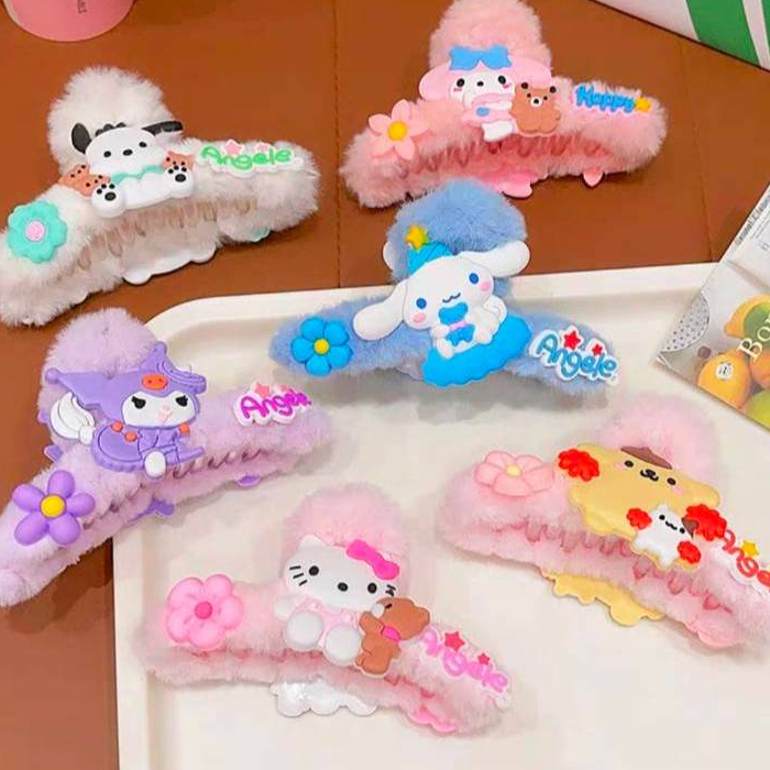 GLJ-กิ๊บหนีบผม แบบขนประดับตุ๊กตา แฟชั่นน่ารัก(พร้อมส่งจากไทย)