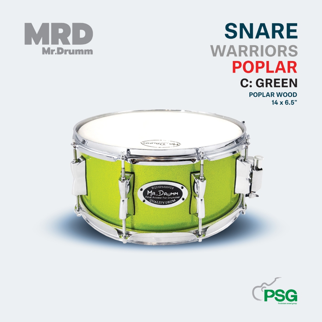 MR.DRUMM  SNARE 14” รุ่น WARRIORS POPLAR - Green ( เขียว)