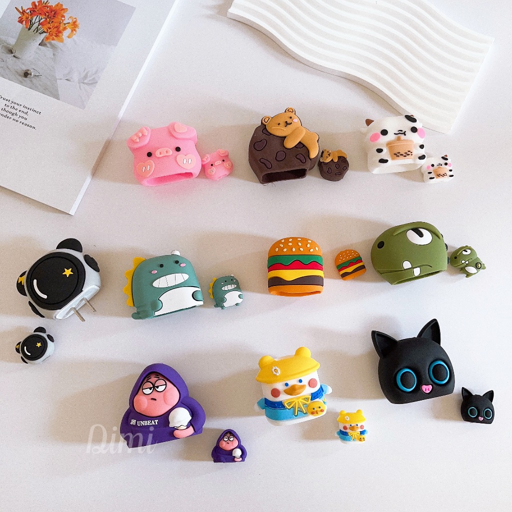 ที่ถนอมหัวชาร์จ ป้องกันรอยเเละกันกระเเทกอย่างดี ลายการ์ตหน้ารัก