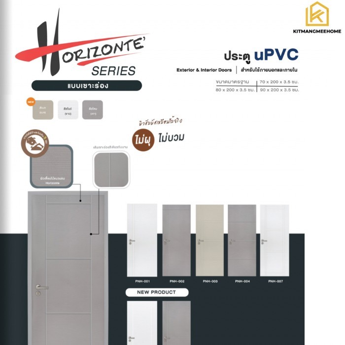 พร้อมส่ง!! ประตูภายนอก ประตูหน้าบ้าน ประตูUPVC รุ่น PNH ประตูPOLYWOOD