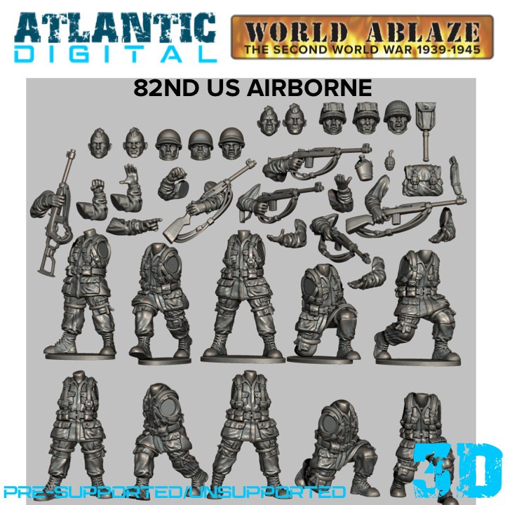 82ND US airborne  - High quality and detailed 3d print historical miniature boardgame model war game