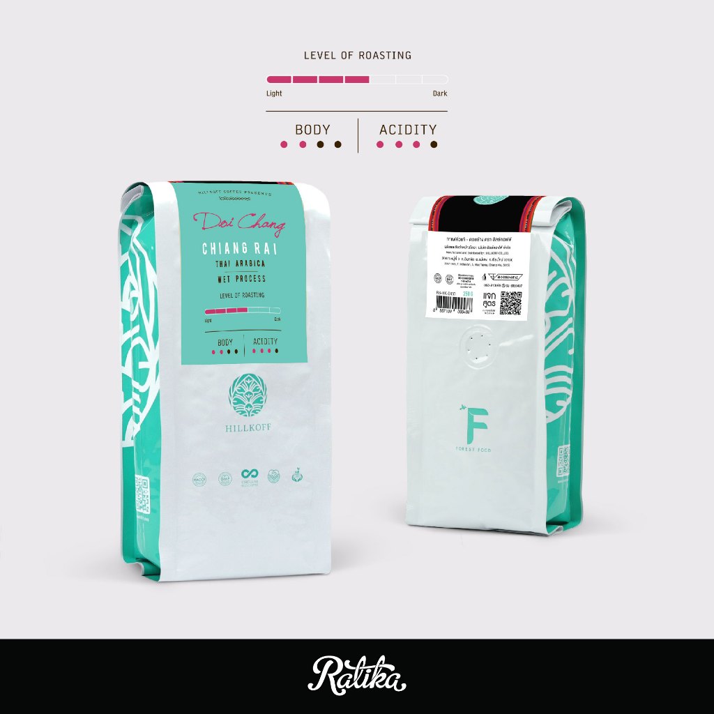 Ratika : เมล็ดกาแฟคั่ว ดอยช้าง เชียงราย ตราฮิลล์คอฟฟ์ 250g