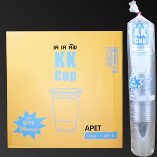 แก้วPET【1000ใบ】ยี่ห้อ【 KK cup และ PC CUP 】ไม่รวมฝา16/20/22ออนซ์ ไม่พิมพ์ลาย ปาก 98 (50ใบ/แถว) รับทำโลโก้โรงงานไทย