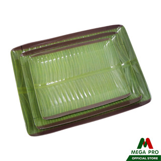 Megapro - ถาดเมลามีน จานเมลามีน ลายใบกล้วย จานใบตองสี่เหลี่ย…