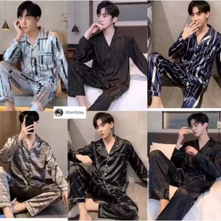 🤵ชุดนอนผู้ชาย，ชุดนอนผ้าซาติน，หลายรูปแบบให้เลือก，กางเกง + ด้านบน，L-3XL