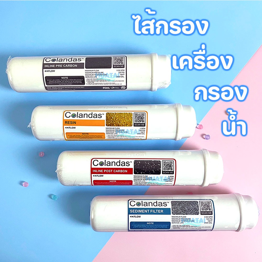 ไส้กรองน้ำโฟสตคาร์บอน เรซิน แบบแคปซูล ยี่ห้อColandas  Water filter Post Activated Carbon T33 / Resin