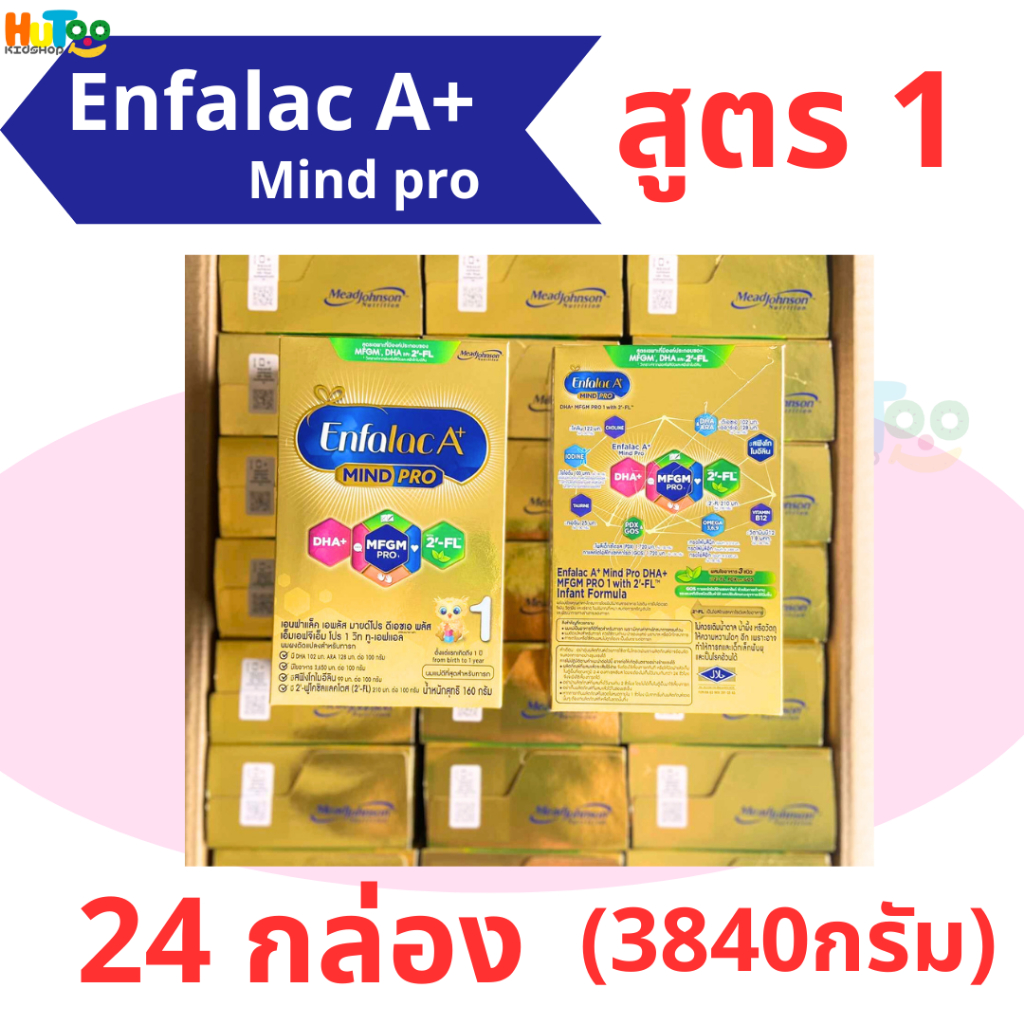 เอนฟาแล็ค เอ พลัส Enfalac A+ mind pro สูตร1 ยกลัง24กล่อง(3840กรัม)นมใหม่อายุยาว