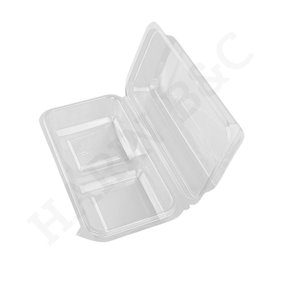P32 กล่องใสเบเกอรี่ 7ซม. 2หลุม 50ใบ / PET Bakery Box 2 compartments P32 50pcs