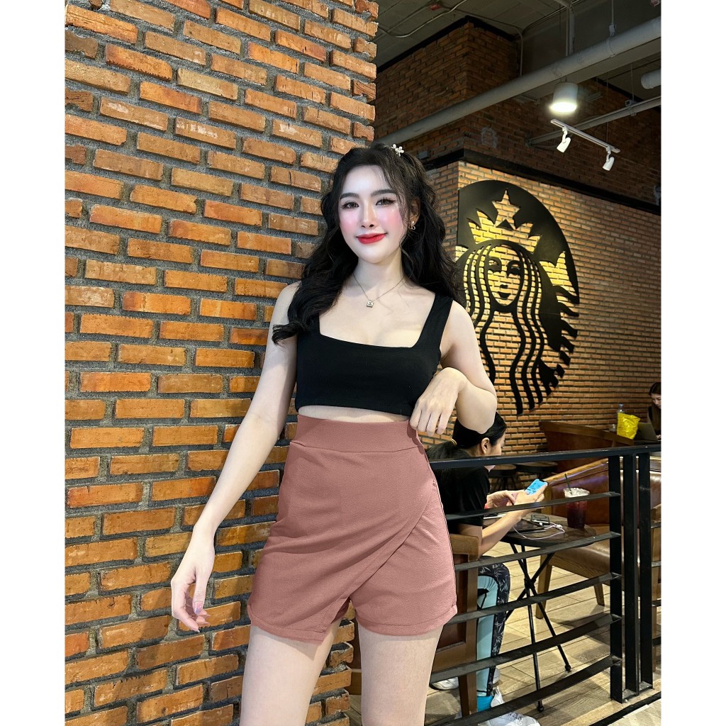 พร้อมส่ง กางเกงกระโปรงผ้าวูลเวฟป้ายหน้าเฉียง (P56,P66,P76) A1793