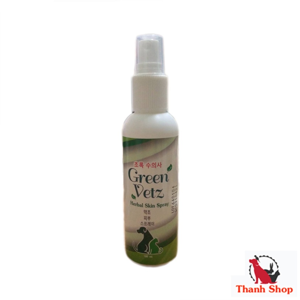 Green Vetz สเปรย์ สมุนไพรไทย ของ สุนัข ใช้สำหรับ ขี้เรื้อนเปียก ขี้เรื้อนแห้ง และเชื้อรา 100 mL