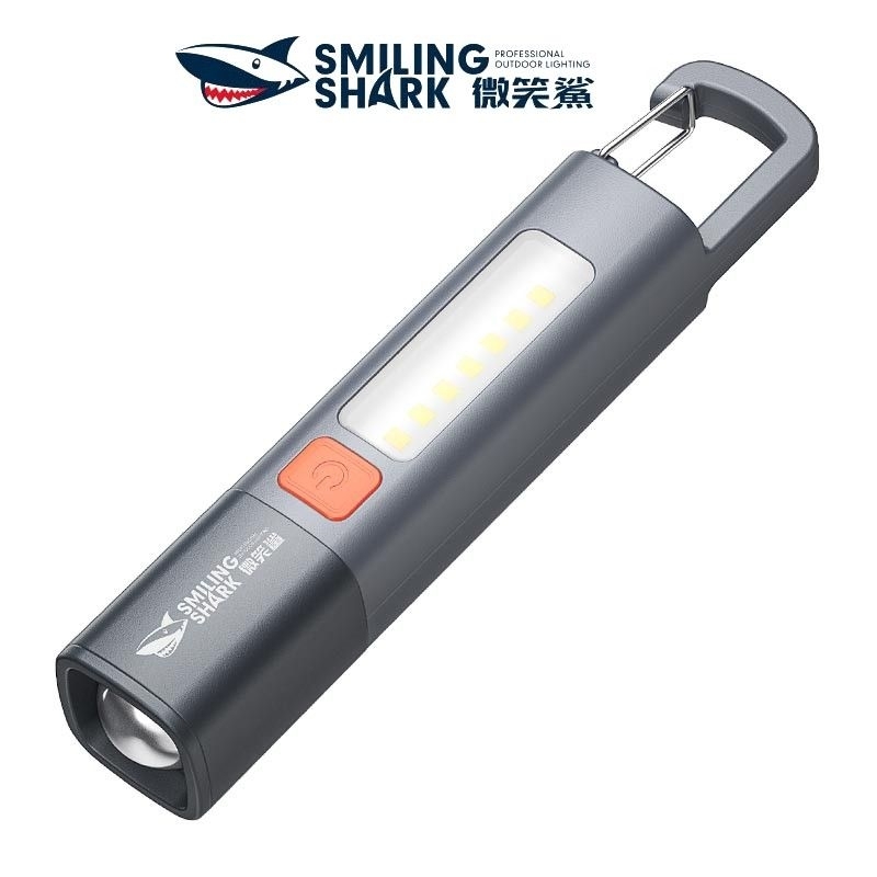 ไฟฉายเอนกประสงค์ซูมเเสงได้+COB Smiling Shark SD-1023จัดส่งจากกรุงเทพฯ
