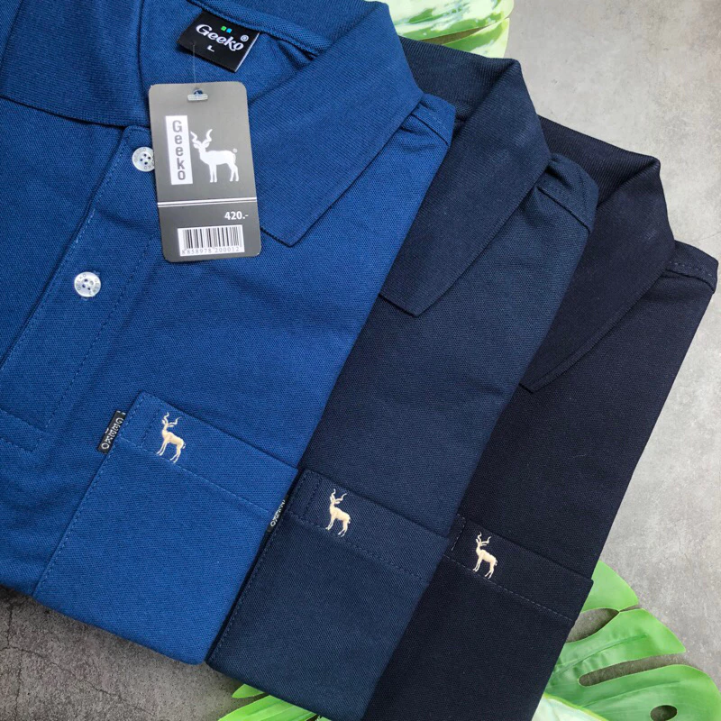เสื้อโปโลตรากวาง โทนสีกลม geeko ใส่ทำงานได้เลย ผ้านิ่มใส่สบาย