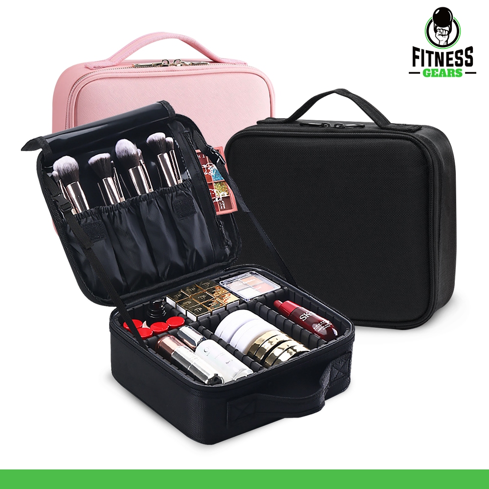 Fitness กระเป๋าใส่เครื่องสําอาง อุปกรณ์แต่งหน้า พร้อมช่องเสียบแปรง กระเป๋าใส่ของอเนกประสงค์ แบบพกพา