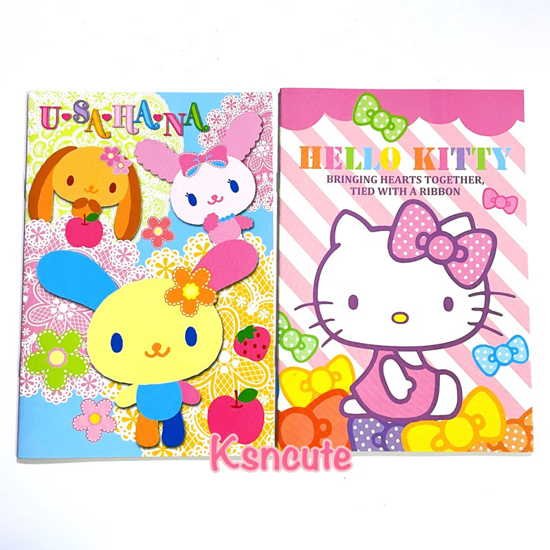 สมุดโน๊ต ปกอ่อน มีเส้น มีลาย sanrio kitty / usahana 14.5*21cm