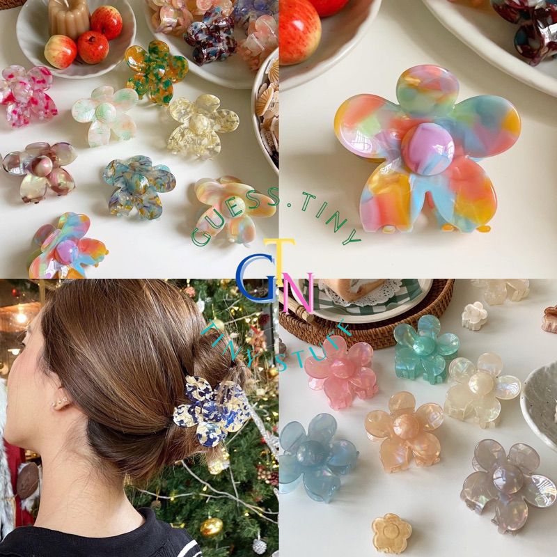 พร้อมส่ง เพิ่ม 10 สีใหม่ กิ๊บหนีบผม GTN Jumbo Blossom Hair Claw กิ๊บหินอ่อน กิ๊บดอกไม้