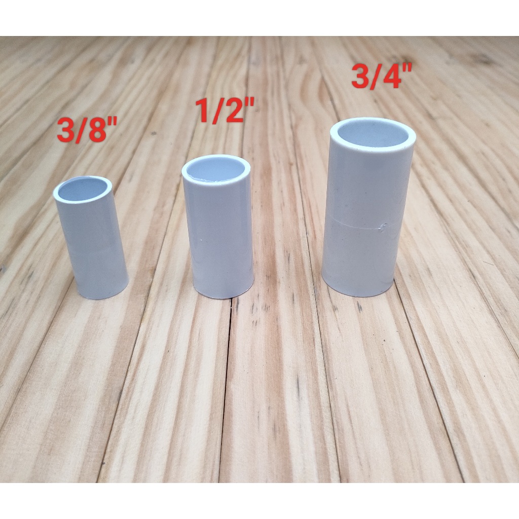 ท่อร้อยสายไฟ ข้อต่อ ต่อตรง uPVC ทนทาน สีขาว ขนาด 3/8" 1/2" 3/4"
