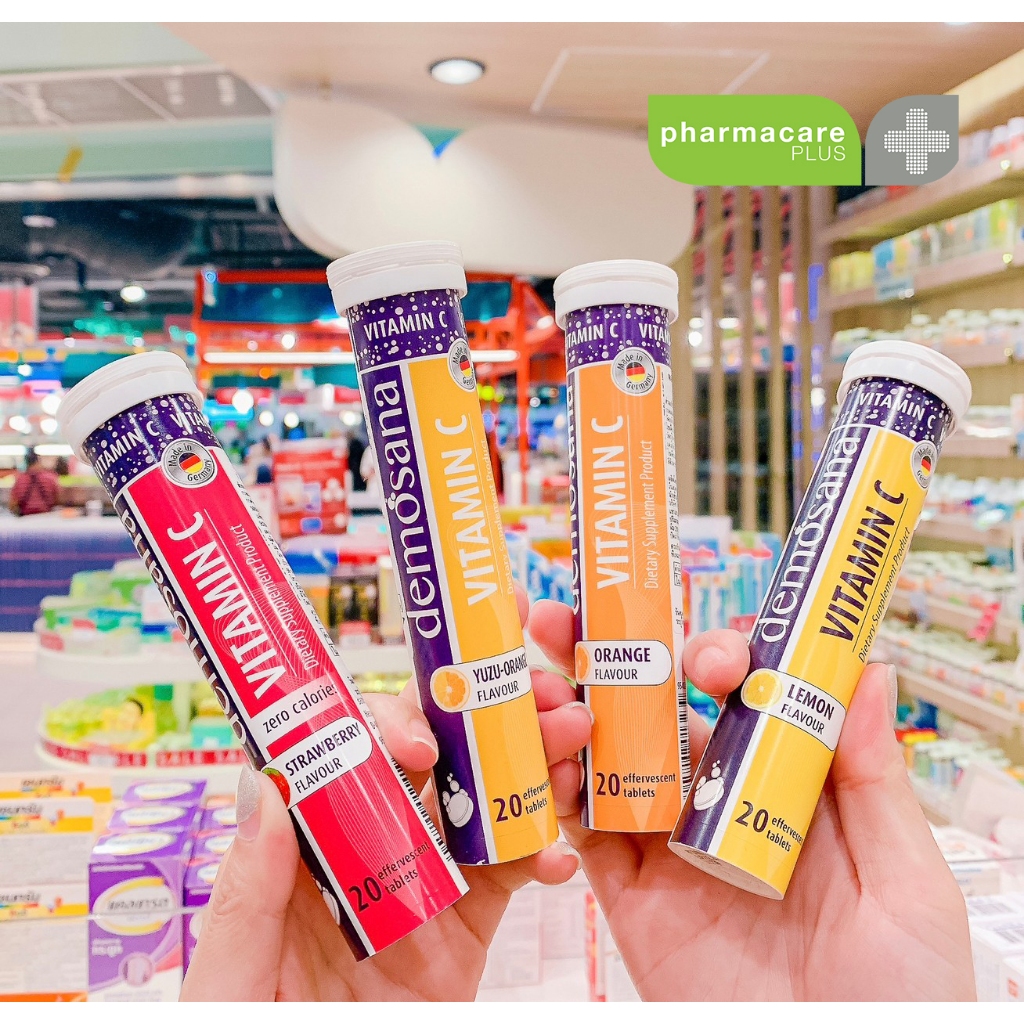 Demosana Vitamin C เม็ดฟู่ละลายน้ำ รสส้ม/สตรอว์เบอร์รี่/ส้มยูซุ/เลมอน 20 เม็ด