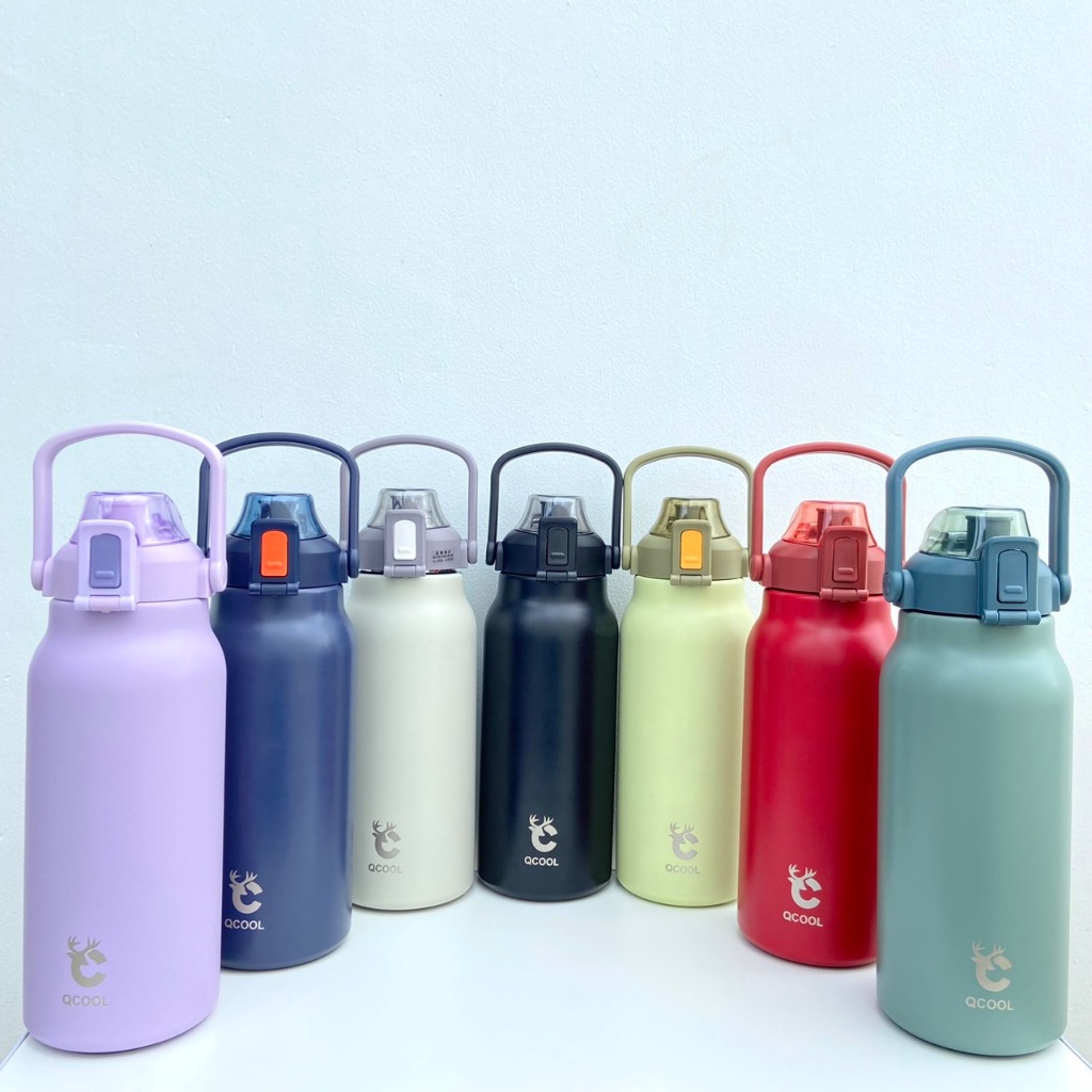 (พร้อมส่ง) Qcool  กระติกน้ำ ขวดน้ำ 1.7 ลิตร แท้งค์สแตนเลส 316 เก็บความร้อนเเละเย็น
