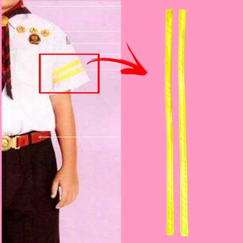 สายสีเหลือง ติดแขนเสื้อ นายหมู่ลูกเสือสำรอง รองนายหมู่ลูกเสือสำรอง