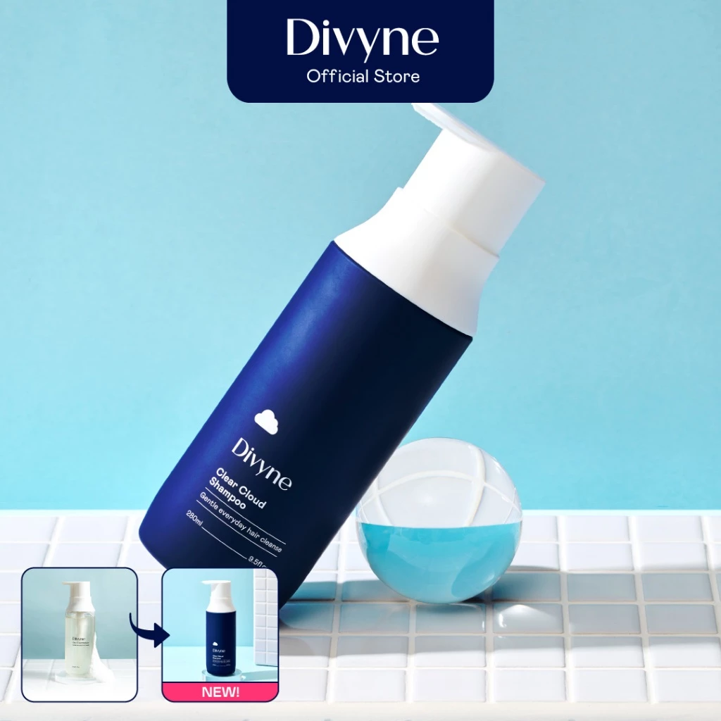 DIVYNE Clear Cloud Hair Shampoo 310ml แชมพูลดผมร่วง ผมบาง ขาดง่าย ปรับสมดุลหนังศีรษะ