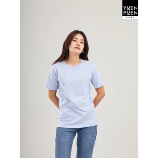 YuenPuen เสื้อยืดคอกลม สีฟ้าท็อปดราย ยืนพื้น ไม่ยืด ไม่ย้วย ไม่ต้องรีด สีพื้น เนื้อผ้านุ่มใส่สบาย