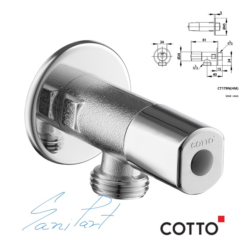 CT179N(HM) วาล์วเปิด-ปิดน้ำ Cotto สต๊อปวาล์วCT179N สำหรับ อ่างล้างหน้า ชักโครก และ สายชำระ