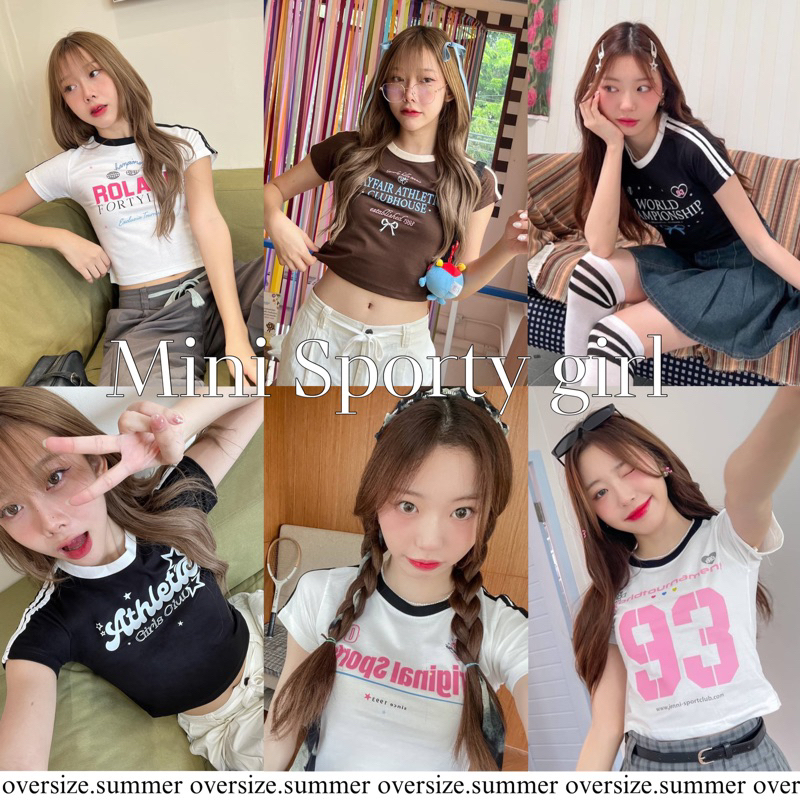 (oversize.summer) เสื้อครอป เสื้อยืด mini baby tee -mini sporty girl(พร้อมส่ง)