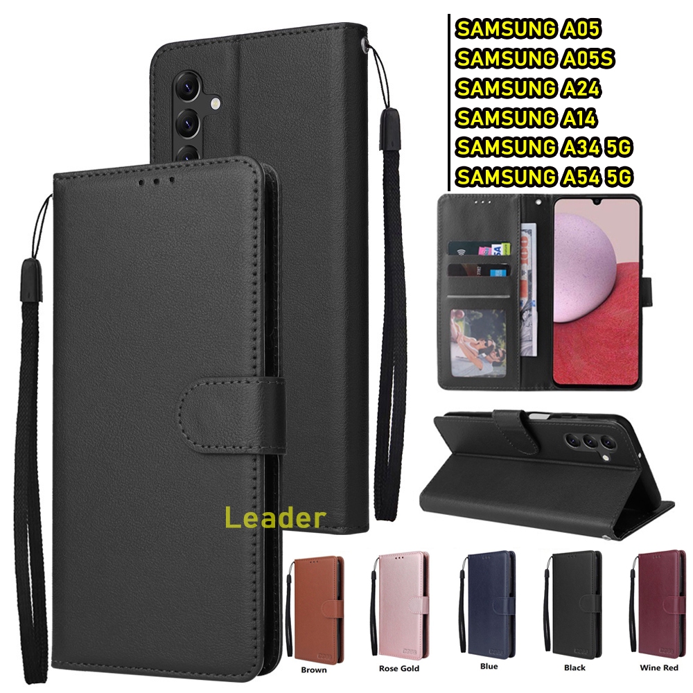 เคสฝาพับ A06 A16 ล็อคได้ แถมสาย สำหรับ SAMSUNG A05/A05S/A15 A25 A35 A55 A14 A24 A34 A54 S23FE เคสตั้