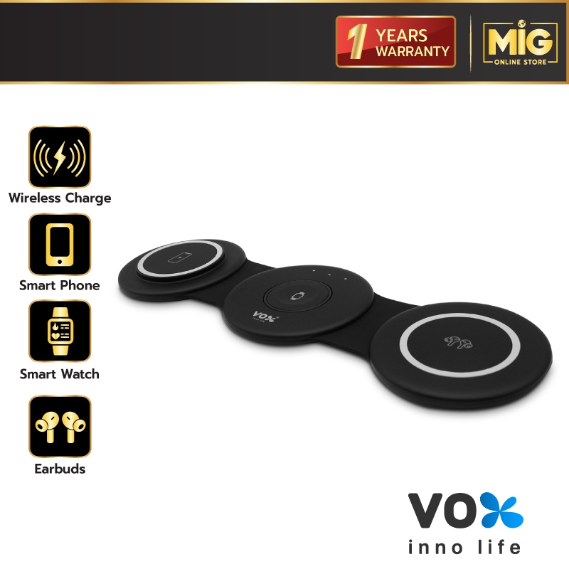Vox แท่นชาร์จไร้สาย 3 in 1 Foldable Wireless Charger รุ่น W-313
