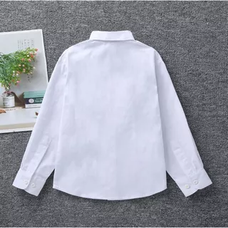 M0171 เสื้อเชิ้ตเด็กผู้หญิง แขนยาวสีขาว เสื้อเชิ้ตคอบัว แต่งลูกไม้ เย็บตีเกล็ด สวยสไตล์ลุคคุณหนู