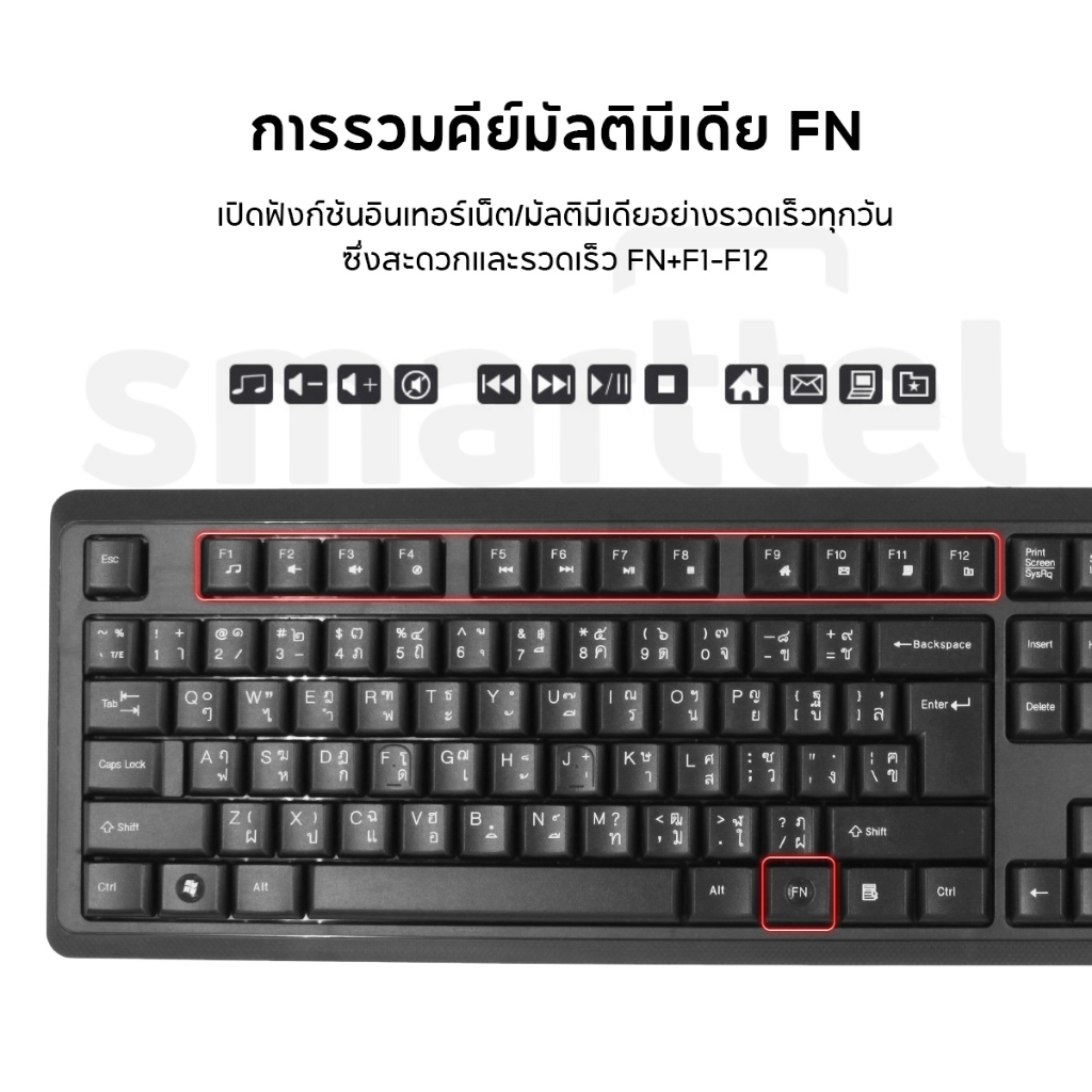 【แท้ 100%】A4TECH 4200N ชุดคีย์บอร์ดและเมาส์ไร้สาย 2.4 GHz Wireless | แป้นภาษาไทย | ระยะการทำงาน 10-15 ม | 1000 DPI | ประ