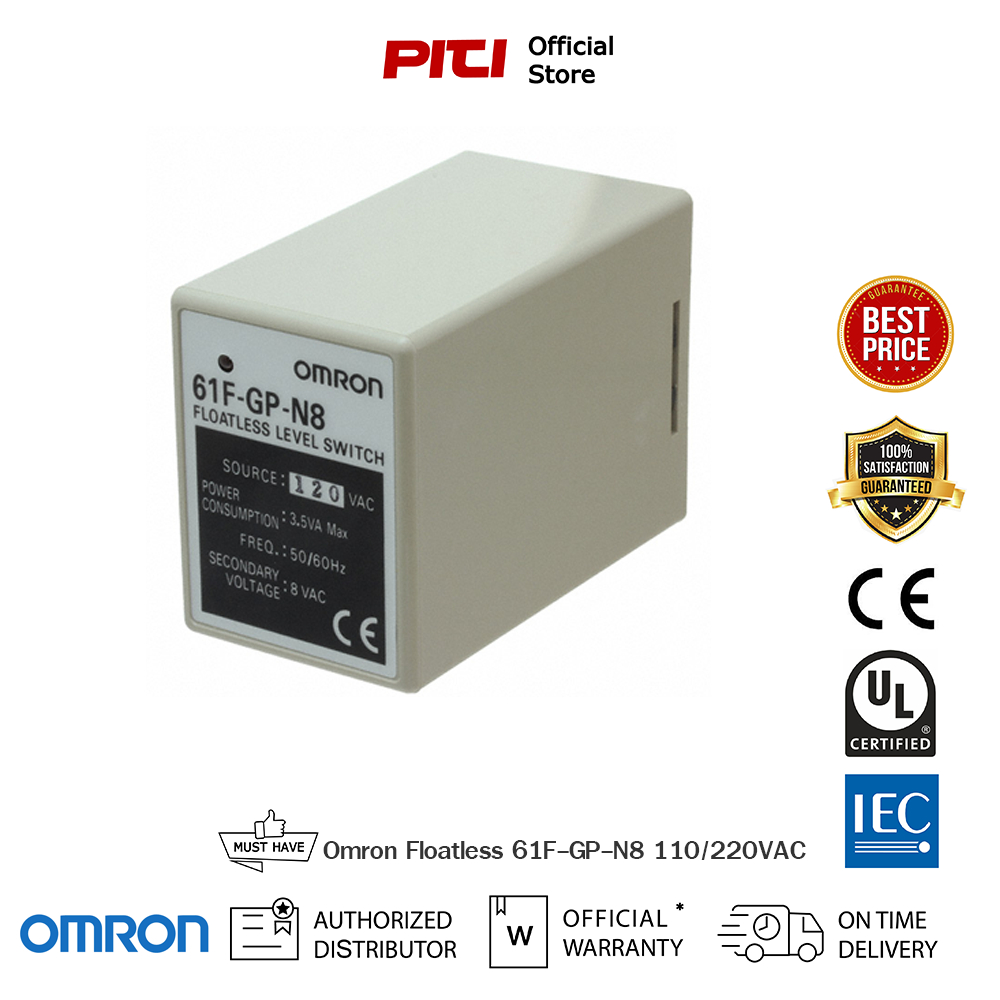 Omron Controller 61F-GP-N8 PL08 ขนาดของแหล่งจ่ายไฟ 110/220VAC  ตัวควบคุมแบบใข้ซ็อกเก็ต อุปกรณ์ควบคุม