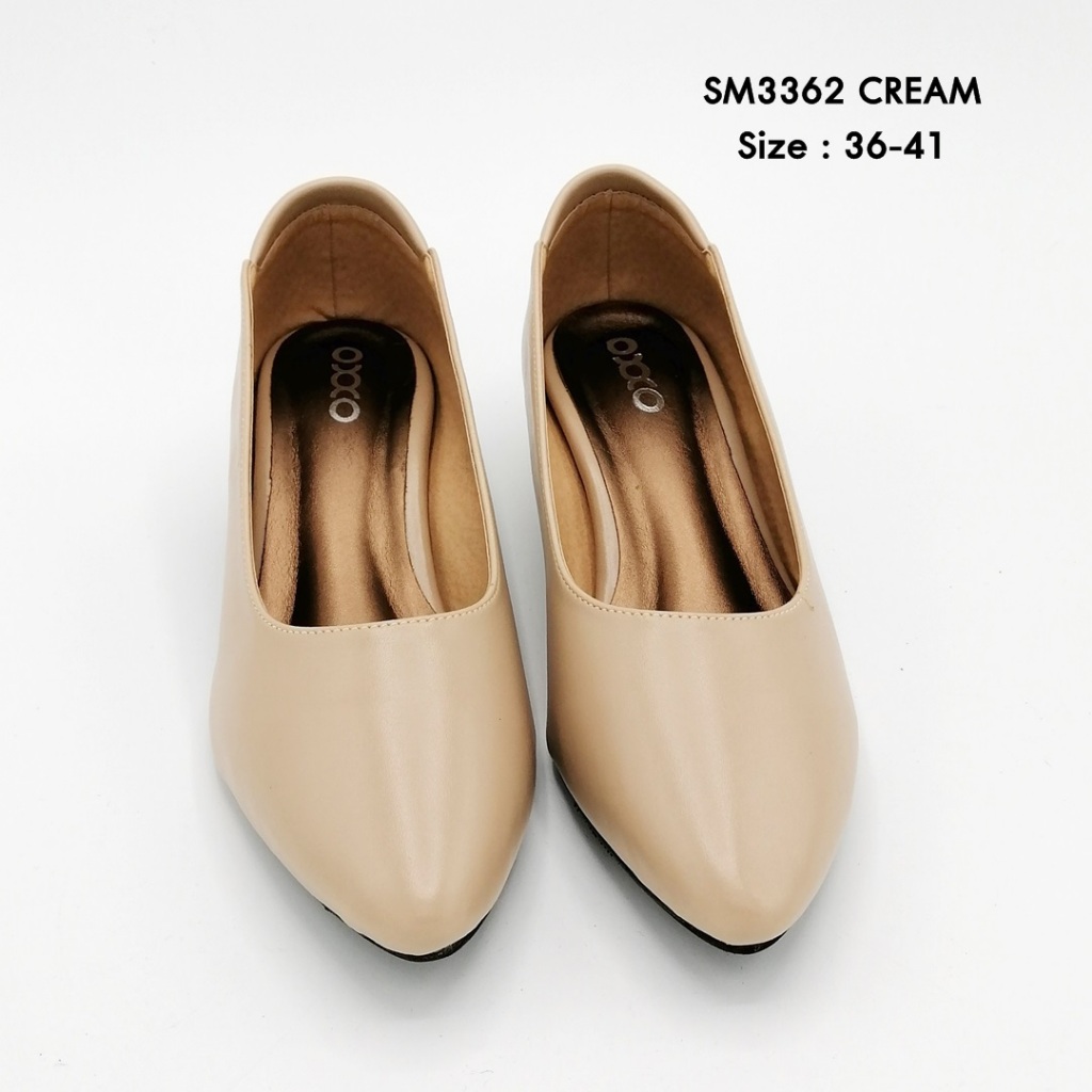 prettycomfort รองเท้าคัทชู ผู้หญิง ทรงหัวแหลม สูง1.5นิ้ว ฐานส้นใหญ่ นิ่มใส่สบาย SM3362 size 33 34 35