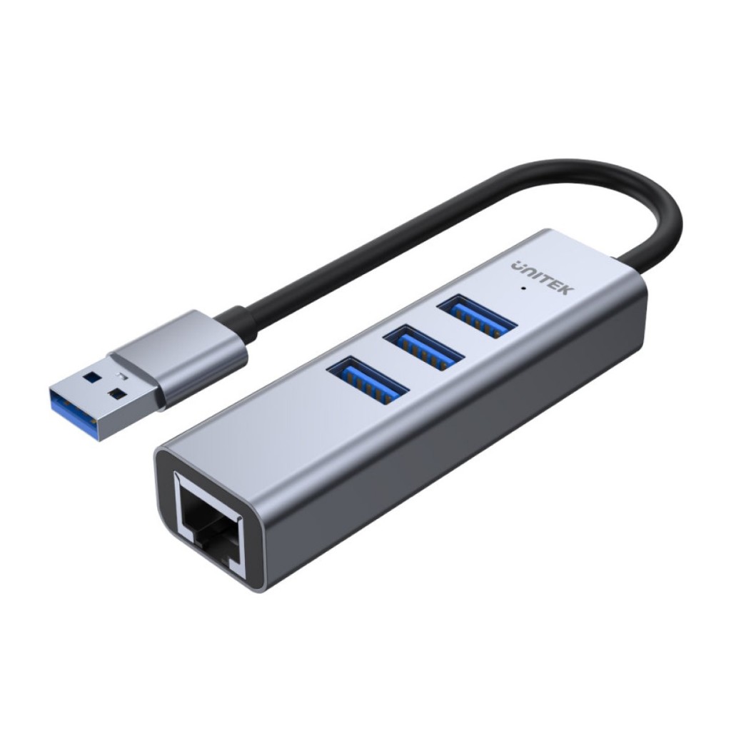 Unitek H1906A Hub 4 in 1 หัว USB to hub USB 3 ช่อง และ Ethernet Hub