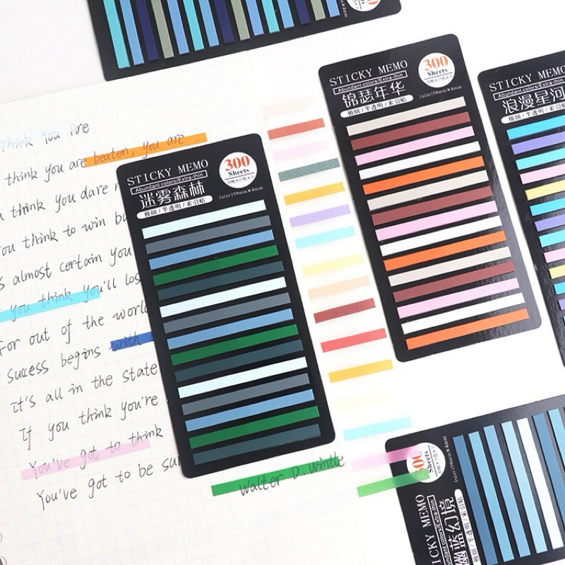  โน๊ตกาว แบบเส้น ( 300 แผ่น ) 27โทนสี กันน้ำ Line -Sticky Note 15สี/แพ็ค โพอิท โน๊ตพลาสติก เน้นคำ ไฮไลท์ PET
