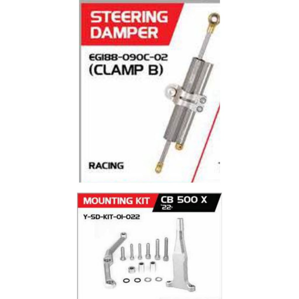 YSS Steering damper / mounting kit set ชุดกันสะบัด / ขาจับกันสะบัด ใส่ CB500X '22 [ EG188-090C-02 , 