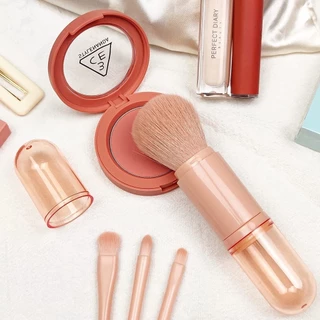 L383 เซ็ตแปรงแต่งหน้า 4 ชิ้น ในด้ามเดียว สีชมพู ขนนุ่ม พร้อมกล่องใส่